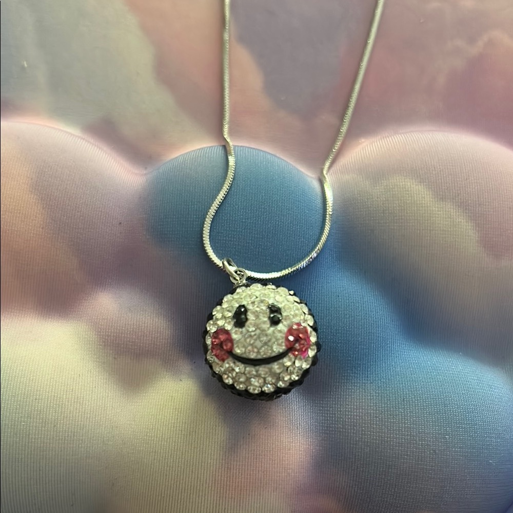 Smiley Face Crystal Ball Necklace